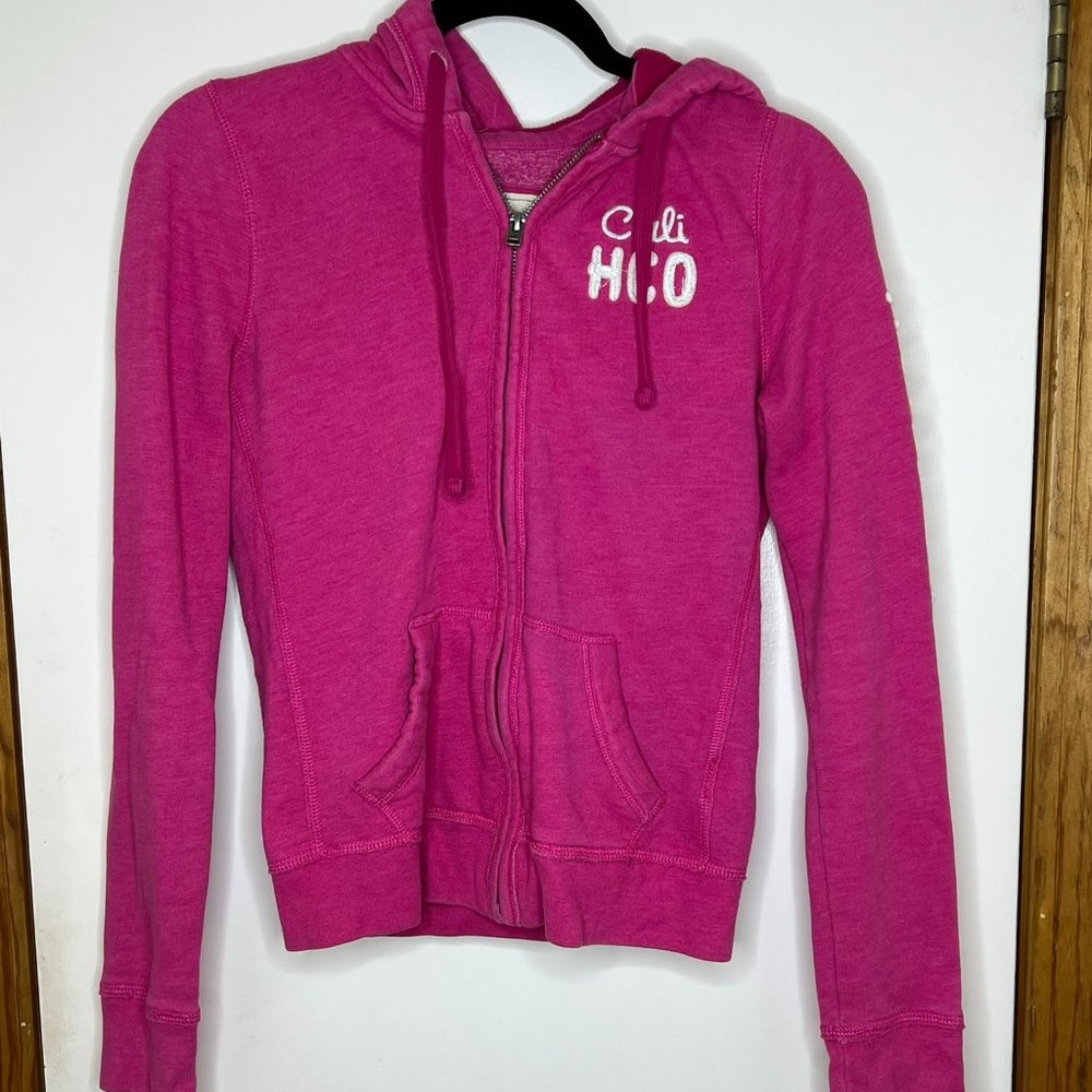 Medium Pink Full Zip Hollister Co Hoodie Sweatshirt